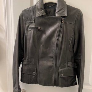 Banana Republic Very Dark Gray Womens XS Lambskin Leather Motorcycle Jacket